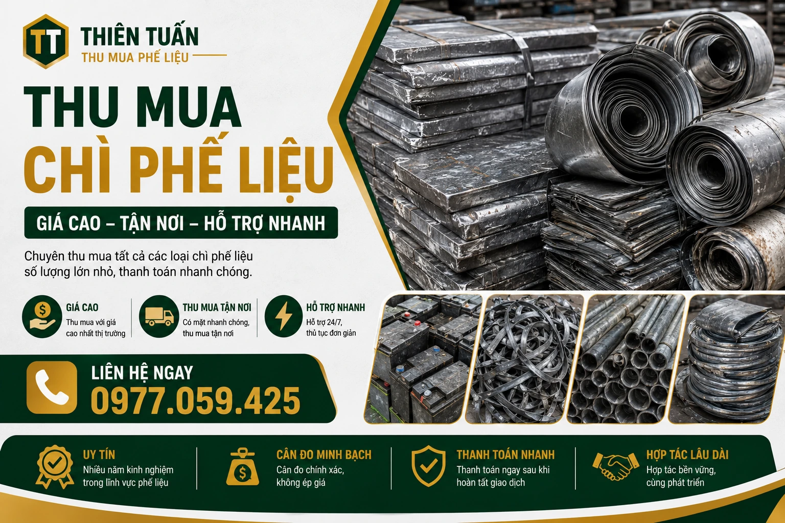 Thu mua chì phế liệu giá cao tận nơi