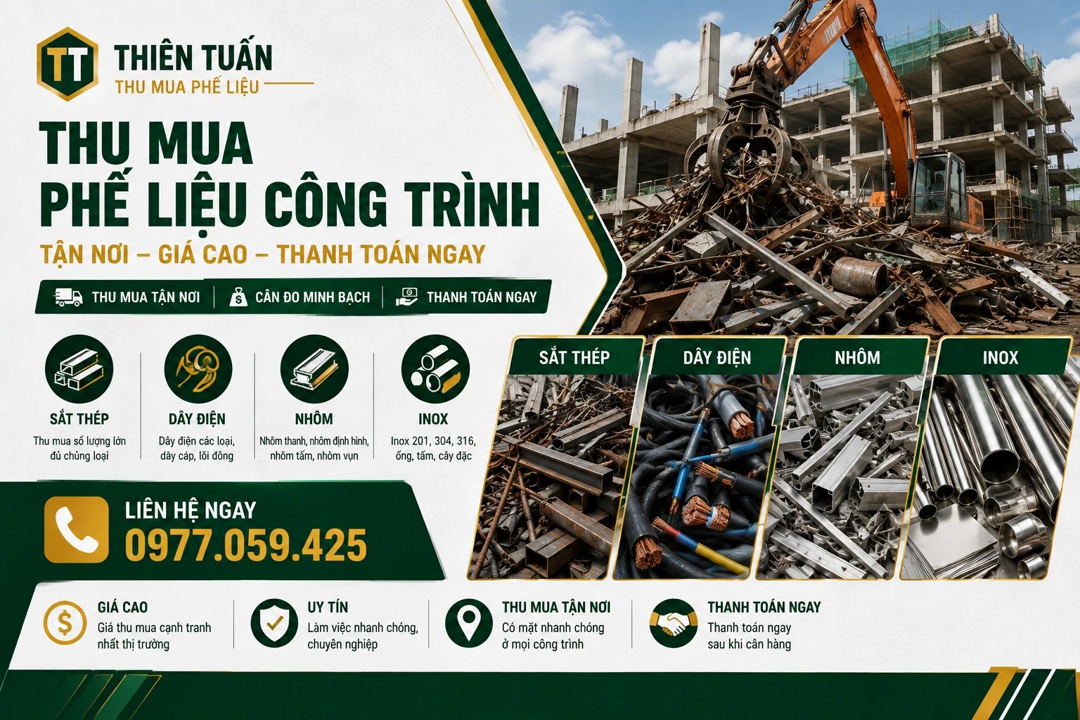 Thu mua phế liệu công trình tận nơi