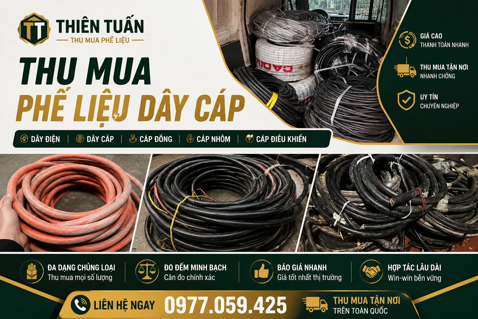 Thu mua dây điện cũ và dây cáp tận nơi