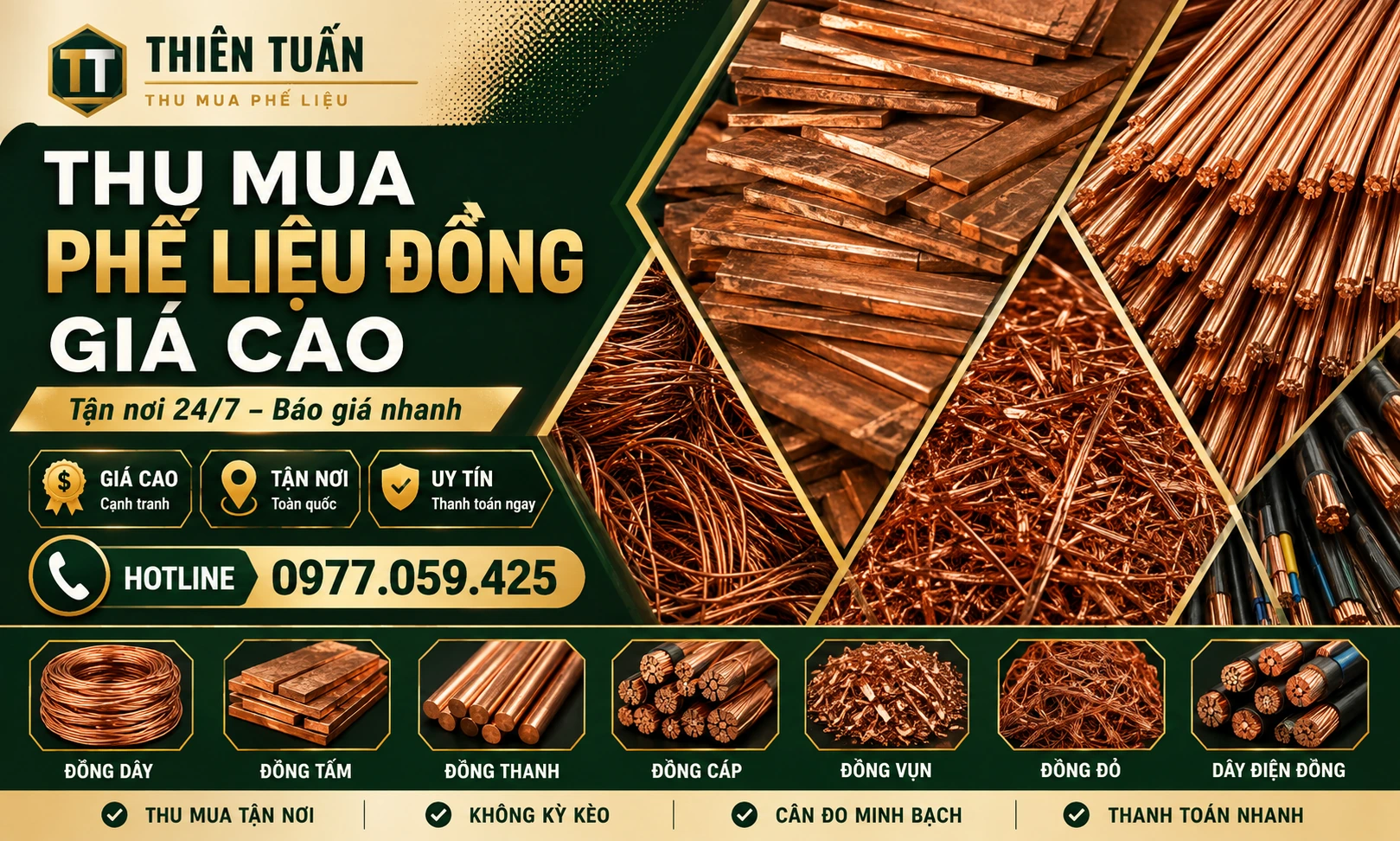 Thu mua phế liệu đồng giá cao tận nơi