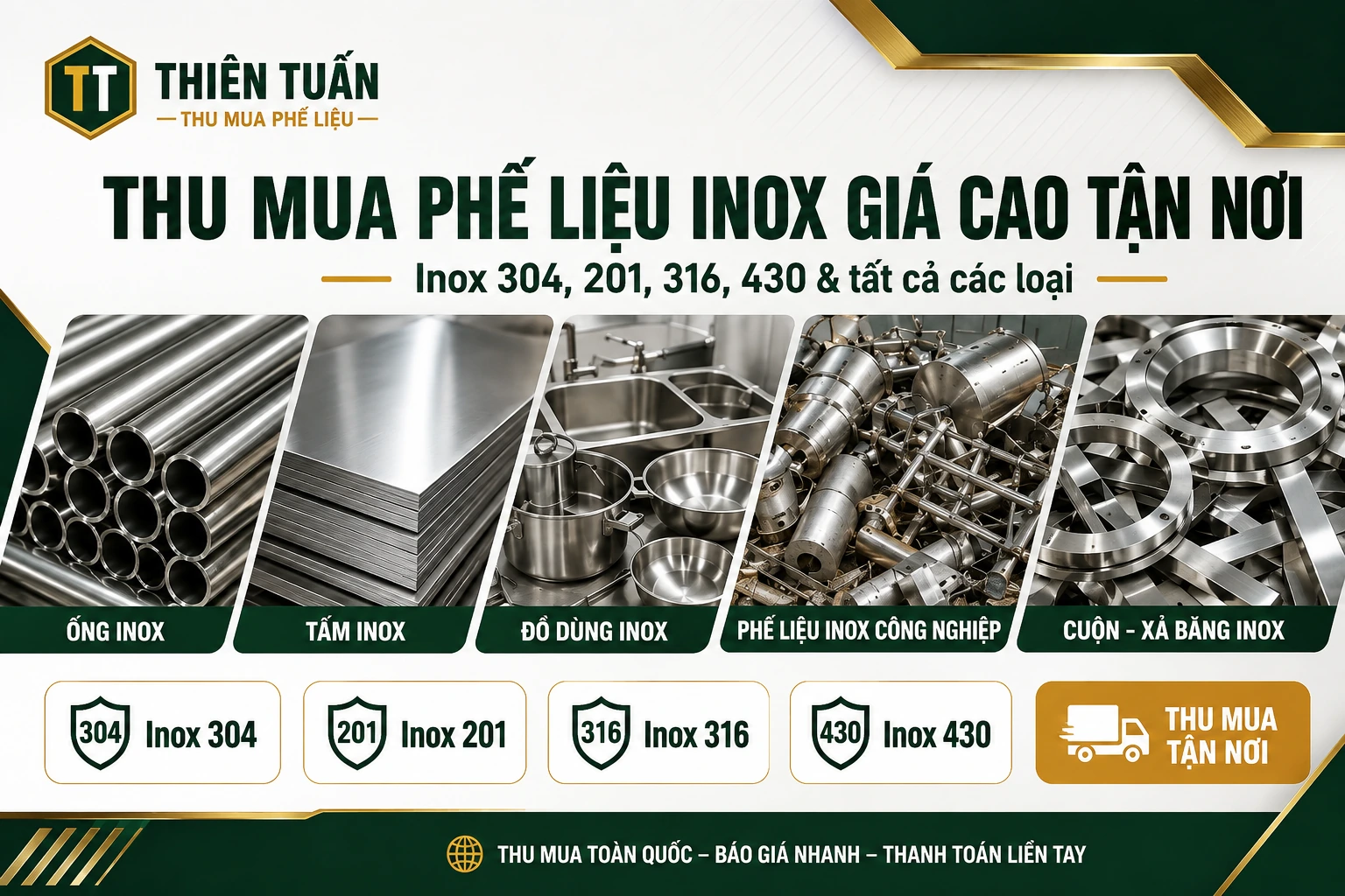 Thu mua phế liệu inox giá cao tận nơi