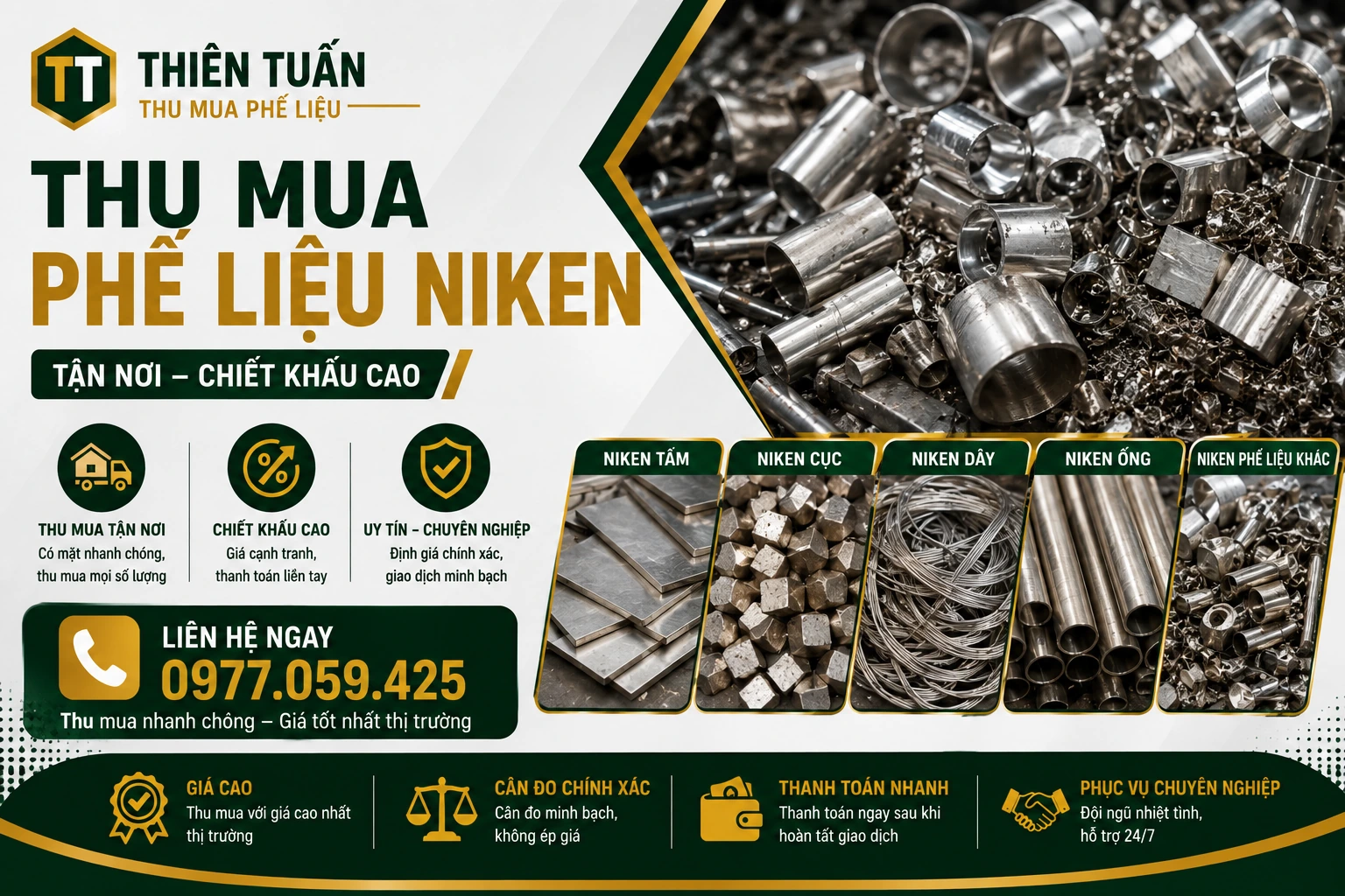 Thu mua phế liệu niken tận nơi chiết khấu cao