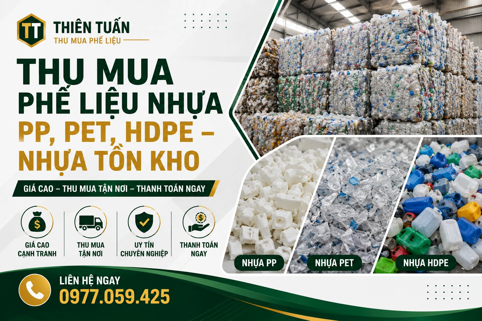 Thu mua phế liệu nhựa PP PET HDPE và nhựa tồn kho