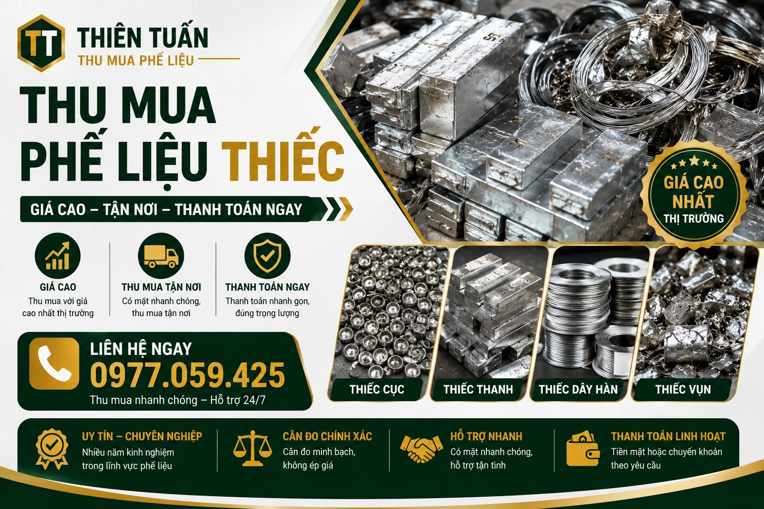 Thu mua phế liệu thiếc giá cao tận nơi